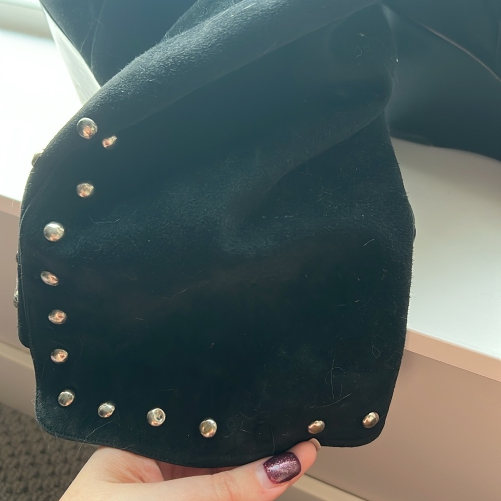 Stuart Weitzman Highlander gold stud suede knee high boots - Picture 3 of 5